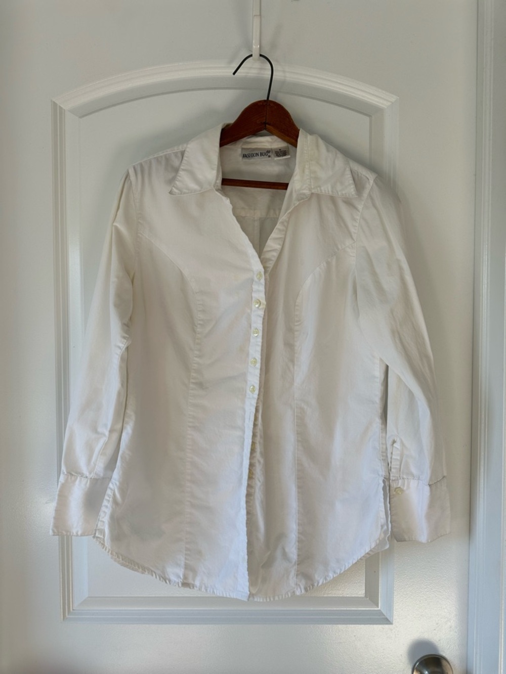 Fashion Bug Cream Cotton Button-Front Shirt 100% Cotton
